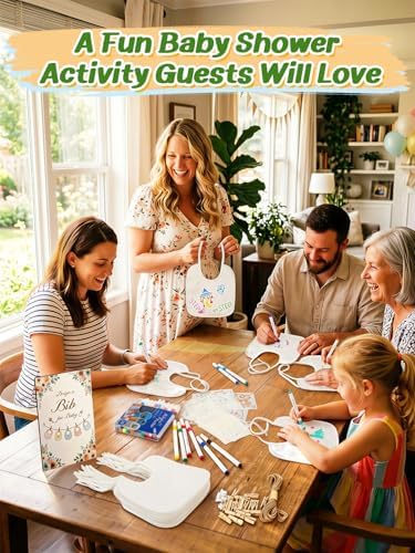 All-in-One Baby Shower Games for Guests, DIY Bib Decorating Kit, 24 Sets - Image 2