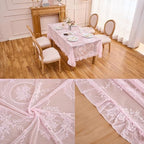 Pink Lace Tablecloth Vintage Table Cloth (Pink,55”x70”,Rectangular) - Image 5