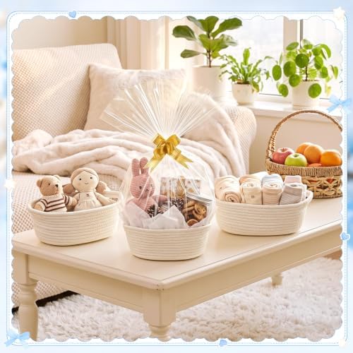 OBreezify 20 Sets Small Woven Gift Basket with Handle, 12"x 8"x 5" - Image 6