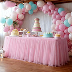 1-Pack Pink 2-in-1 Tulle Tablecloth for 6-Foot Rectangular Table by Yoquare