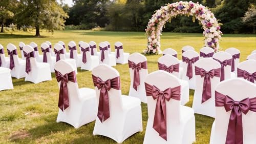 Satin Chair Sashes Bows 50 Pack Universal Polyester Chair Ribbons for Wedding Anniversary Retirement Party Birthday Engagement Banquet Graduation Outdoor Events Decor (Dusty Rose, 50 pcs) - Image 5