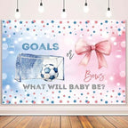 MEHOFOND 8x6ft Goals or Bows Gender Reveal Backdrop Boy or Girl What Will Baby Be Decorations Banner Pink and Blue Soccer Gender Reveal Baby Shower Photography Background Cake Table Supplies - Image 2