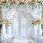 4 Panels White Backdrop Curtain for Parties Wedding Wrinkle Free White Photo Curtains Backdrop Drapes Fabric Decoration for Baby Shower 20ft(W) x 10ft(H) - Image 2