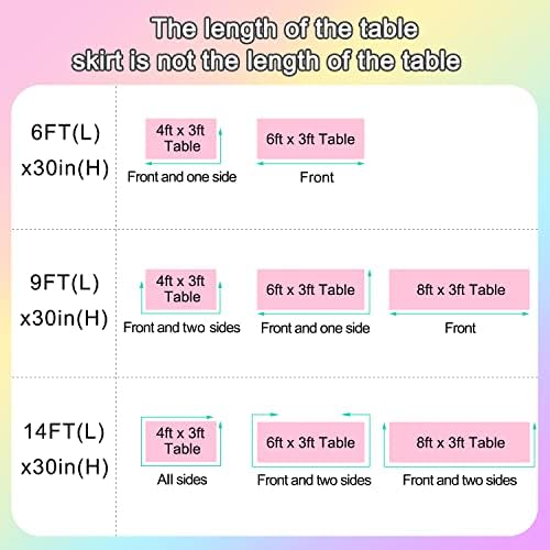 9ft Rainbow Tutu Tulle Table Skirt for Rectangle Round Tables Chiffon Table Cloth for Birthday Party Decorations Baby Shower Parties Ruffle Table Skirting - Image 5