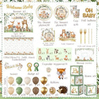 Woodland Baby Shower Decorations,260pcs Woodland Animals Baby Shower Decorations With Plates and Napkins Cups Tablecloth Backdrop Balloon Arch Cake Toppers for Woodland Creatures Baby Shower Supplies - Image 6