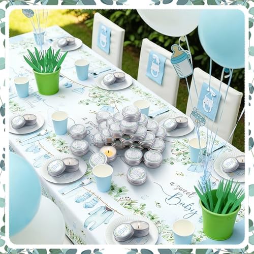 MTLEE 50 Pcs Greenery Baby Shower Scented Candles for Boy - Image 3