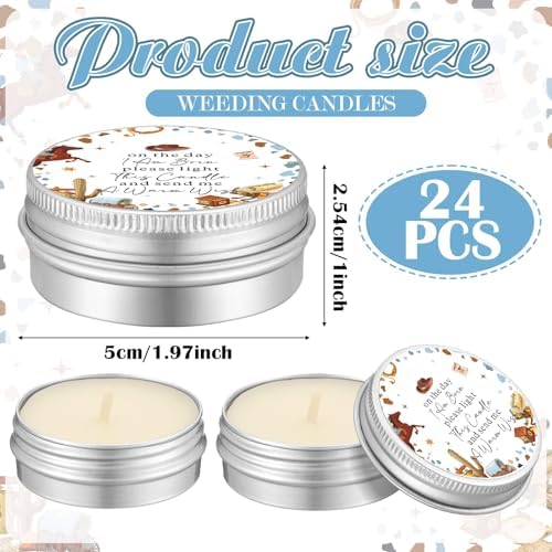 MTLEE 24 Sets Western Cowboy Baby Shower Favors for Guest Bulk Including Lavender Scented Candles and Empty Matches Jars with Cork Top Thank You Cards and Organza Bags for Baby Shower Party Souvenir - Image 5