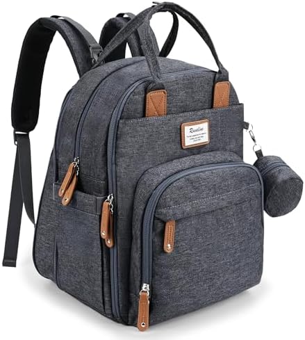 RUVALINO Baby Diaper Bag Backpack with Changing Pad, XL Dark Gray by RUVALINO
