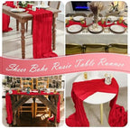 30 Pack Red Cheesecloth Table Runner 17 x 108 inch Cheese Cloth Table Runners 9ft Red Table Runner Rustic Romantic Sheer Gauze Runner for Wedding Party Baby Shower Table Decoration - Image 7