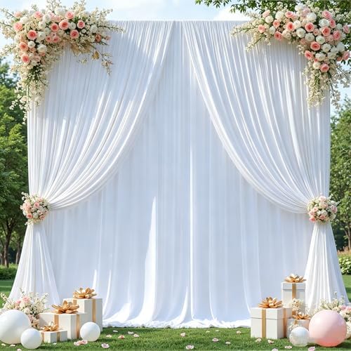 40x10ft White Backdrop Curtains for Wedding Parties Wrinkle Free Photo Backdrop Drapes for Photography Birthday Baby Shower Soft Fabric Party Backgournd for Photoshoot 5x10ft, 8 Panels by Partisky