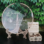 Wedding Fingerprint Guest Book Alternative,with Box and Small Hearts,Personalized Round Drop Guest Sign for Rustic Wedding Decorations,Anniversary(style13, Circular) - Image 6