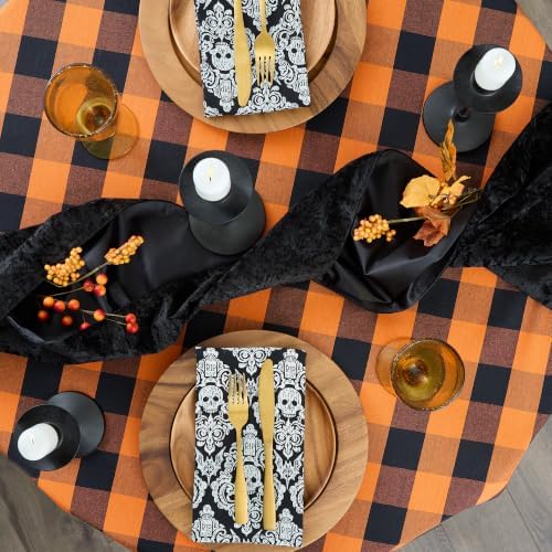 DII Buffalo Check Collection, Classic Farmhouse Tablecloth, Tablecloth, 70" Round, Orange & Black - Image 5
