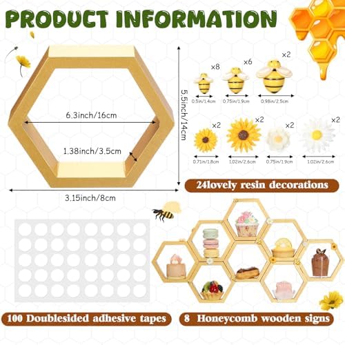 Lallisa 8 Pcs 6.3'' Honeycomb Cupcake Stand Bee Baby Shower - Image 4