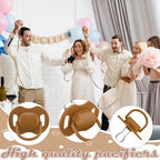 Geelin 12 Sets Swing Pacifier Baby Shower Games Funny Gender Reveal Games, Include 1 Wooden Sign and 12 Plastic Pacifiers for Bridal Baby Shower Gender Reveal Party Women Men(Bear,Brown) - Image 5