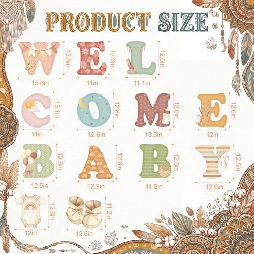Ripeng 13 Pcs Boho Baby Shower Decorations Welcome Baby Yard Signs with Stakes 15 Inch Tall Lawn Signs for Gender Reveal Theme Birthday Party Indoor Outdoor Supplies - Image 2