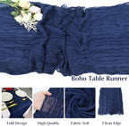 10 Pack Blue Cheesecloth Table Runner -21*120Inch Long Boho Wedding Table Decor, Rustic Gauze Fabric Runner for Bridal Showers, Baby Showers & Parties (Sheer, Lightweight, Wrinkled Design) - Image 3