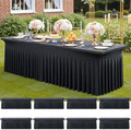 8 Pack Spandex Black Table Clothes for 8 Foot Rectangle Tables, Wrinkle Free Stretch Table Cloths 8FT, Fitted Table Cover Desk Skirt for Parties Weddings Birthday Banquet Events by Htper