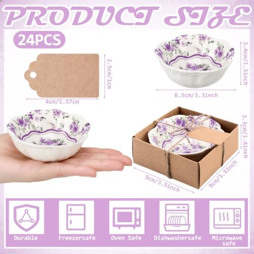SiliFine 24 Pcs Wedding Favors for Guests Small Ceramic Bowls, Rose, Purple - Image 6