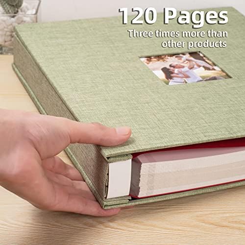 HoneyTolly Large Photo Album Self Adhesive, DIY Scrapbook Album for 600 Photos, 13"x12.6" 120 Pages Linen Cover Memory Book(Grass Green) - Image 4