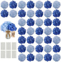 50PCS Blue Mix Hydrangea Artificial Flowers with Stronger Bendable Stems by ECCELSO