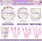 405 Pcs Butterfly Party Decorations Purple Plates Cups Napkins - Image 5