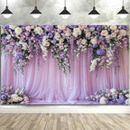 15x10ft Purple Lavender Floral Bridal Backdrop Wedding Flower Photography Backdrop for Girl Portrait Baby Shower Birthday Party Decor Banner Mother's Day Party Wall Backdrop Studio Photo Backgrounds - Image 3