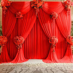 20ft x 15ft Red Wrinkle Free Backdrop Curtains for Wedding Party Backdrops Curtain Drapes Fabric Decorations Photo Back Drop Cloth for Baby Shower Photography Stage Reception - Image 3