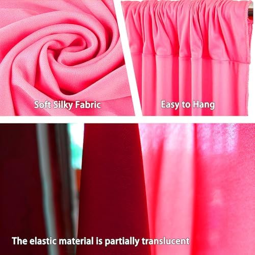 10 x 10 Feet Fluorescent Pink Backdrop Curtain for Partie, Background Curtains for Photoshoot, Birthday, Wedding, Easter, Mother's Day, New Year Party Decorations 5Ft x 10Ft, 2 Panels - Image 3