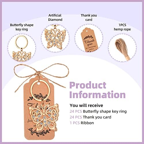 24Pcs Butterfly Keychain Party Favors Butterfly Design Key Chain for Bridal Shower Butterfly Shaped Keychains for Guests Wedding Favor Party Baby Shower Souvenir Supplies and Decorations - Image 3