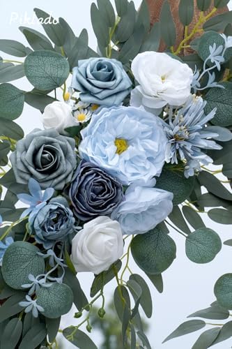 Faux Flower Swag Set of 2 for Wedding Welcome Signs Floral Swag Wedding Reception Ceremony Signs Decor (Blue) - Image 6