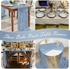 30 Pack Dusty Blue Cheesecloth Table Runner 17 x 108 inch Cheese Cloth Table Runners 9ft Blue Table Runner Rustic Romantic Sheer Gauze Runner for Wedding Party Baby Shower Table Decoration - Image 7