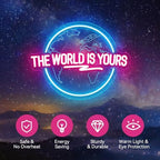The World Is Yours Neon Sign Carved Planet The World Is Yours LED Neon Light Lamp for Wall Decor Light Up Signs for Office Wedding Man Cave Game Room Bedroom Birthday Gift 41CM*31CM - Image 2