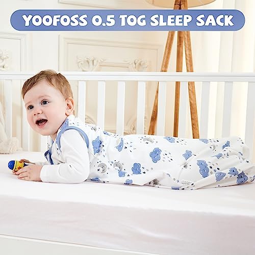 Yoofoss Baby Sleep Sack 0-6 Month 0.5TOG 100% Organic Cotton 2-Way Zipper - Image 6