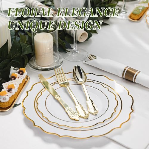350PCS White Plastic Plates, Plastic Dinnerware Sets for 50 Guests - Image 3