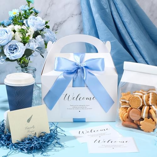 Maitys 24 Set Welcome Boxes for Wedding Guests 9x6x6 Gable Boxes Light Blue - Image 5