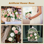 Artificial Flowers Realistic Roses, Real Looking Fake Roses with Stem for DIY Wedding Bouquets Centerpieces Bridal Shower Party Home Romantic Decorations (White/Cream/Light Pink, 100pcs) - Image 3