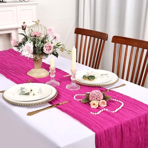 12 Pack Hot Pink Cheesecloth Table Runner 10Ft 23 x 120 Inch - Image 5