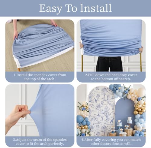 Moukeren Blue Toile De Jouy Arch Backdrop Cover 6ft and 7.2ft - Image 3