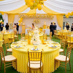 8 Pack Yellow Spandex Round Tablecloths for 72 inch Table, Wrinkle Free Stretchy 132inch Fitted 6ft Round Table Cover with Skirt for Wedding Party Dining Banquet - Image 6
