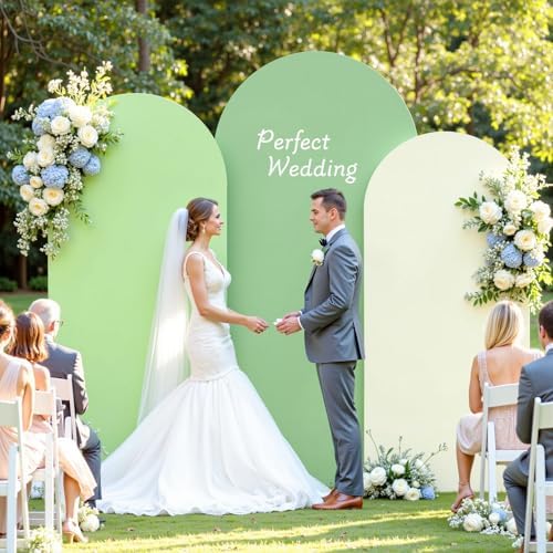 Green Arch Backdrop Cover 3 Set-4FT, 5FT, 6FT Spandex Fitted Wedding Arch Stand Covers for Baby Shower Birthday Party Wedding Ceremony Photo Balloon Arch Stand Background Decorations - Image 3