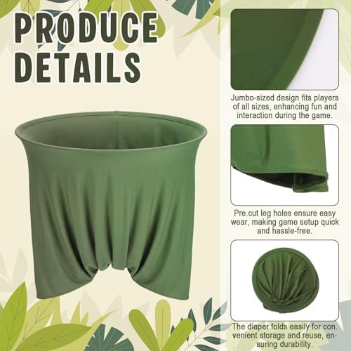 22 Pcs Funny Baby Shower Games Sage Green Oversized Diaper Toss Game - Image 3