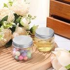 Tanlade 60 Pcs 3 oz Clear Plastic Mini Mason Jars with Lids, Silver - Image 4