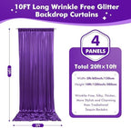 20ftx10ft Shimmer Purple Sequin Backdrop Curtain for Parties, Thick Wrinkle Free Glitter Backdrop Drapes Photo Back Drop Curtains for Birthday Wedding Halloween Photography Background-4 Panels 5x10ft - Image 6