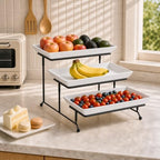 MALACASA 3 Tier Serving Trays, White Porcelain Serving Platters, 14 Inch - Image 5