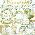 185Pcs cocomigo Sage Green Baby Shower Decorations Tableware Set, 25 Serves by cocomigoPartyHome