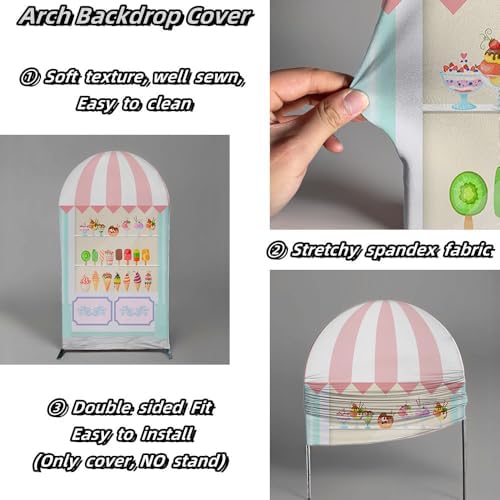 Arch Backdrop Cover Ice Cream Sprinkles Girls Birthday Party Decorations Arch Frame Fabric Cover Sweet ONE Candy Pink Baby Shower Baptism Parties (6.6x3.3ft Cover,shop1) - Image 3
