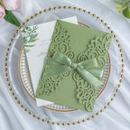 ponatia 25PCS 5.12 x 7.1 '' Sage Green Laser Cut Wedding Invitations Cards with Envelopes for 5x7 Invitation Cards Wedding Baby Bridal Shower Engagement Sweet 16 Birthday Invite - Image 4