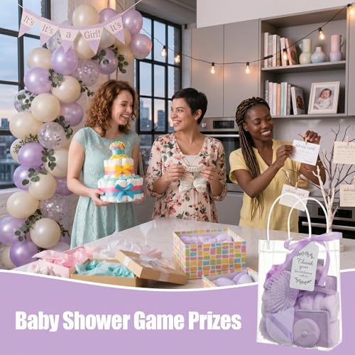 116Pcs Baby Shower Prizes Game Winners Favors Gifts Set (Purple) - Image 4