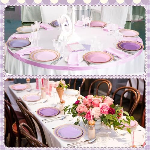 Zhehao 150 Pcs Purple and Pink Paper Plates Napkins Serves 50 - Image 6