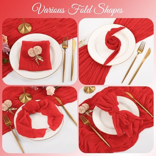 100 Pack Red Cloth Napkins 20x20Inch Cheesecloth Napkins - Image 4